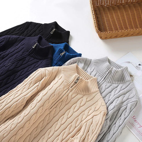 Pullover Herren | Half-Zip Hoher Kragen Gerade Passform