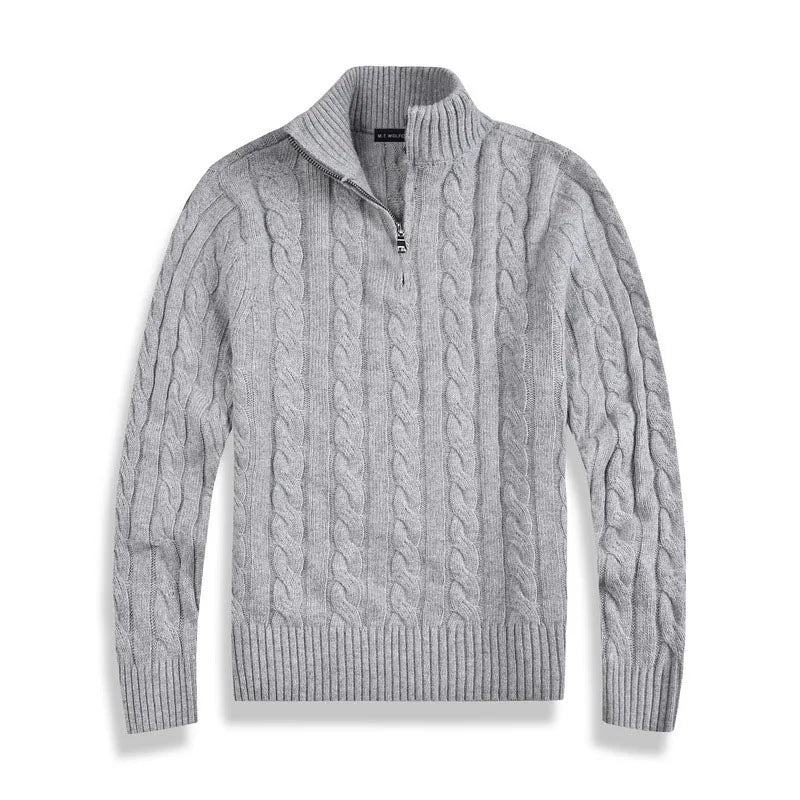 Pullover Herren | Half-Zip Hoher Kragen Gerade Passform