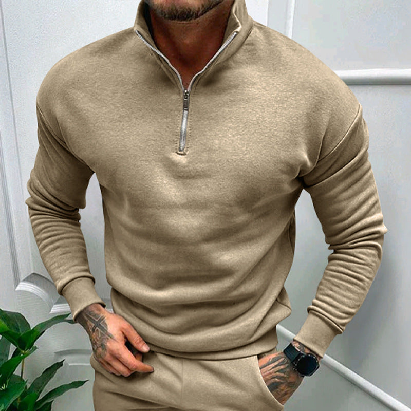 Herren Pullover | Stehkragen mit kurzem Reißverschluss