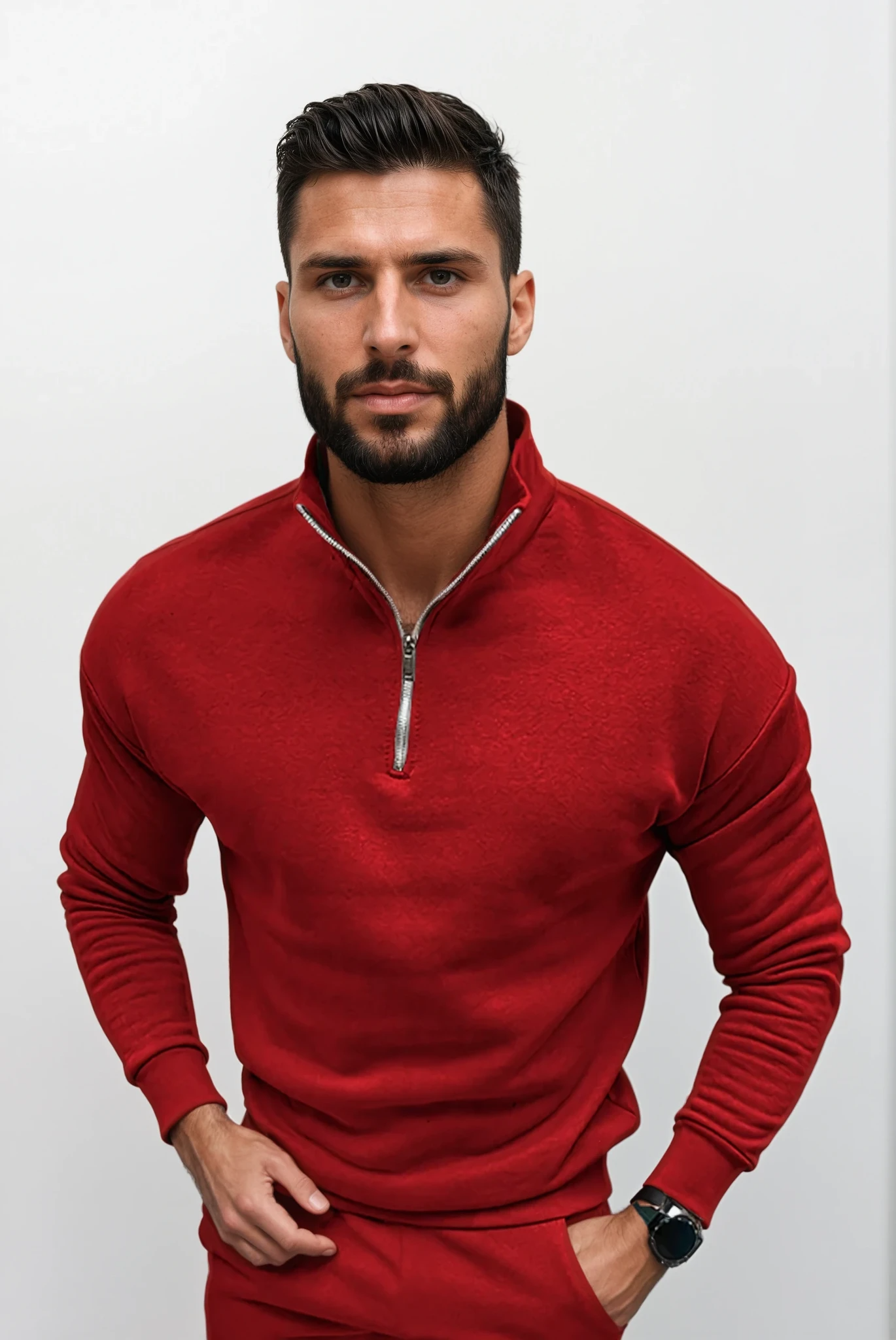Herren Pullover | Stehkragen mit kurzem Reißverschluss
