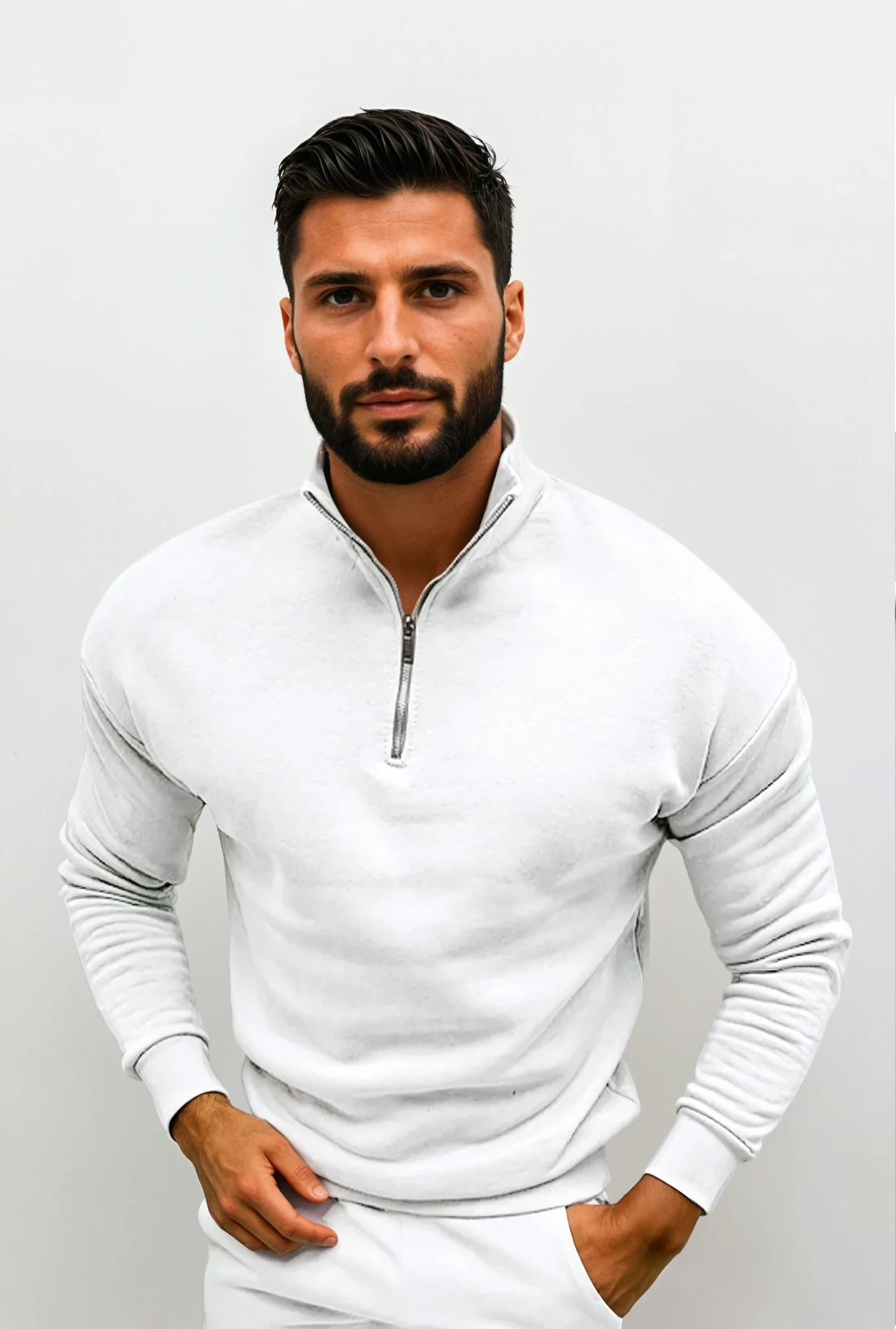 Herren Pullover | Stehkragen mit kurzem Reißverschluss
