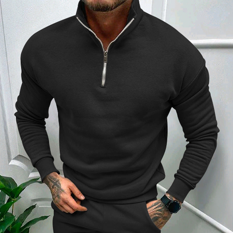 Herren Pullover | Stehkragen mit kurzem Reißverschluss