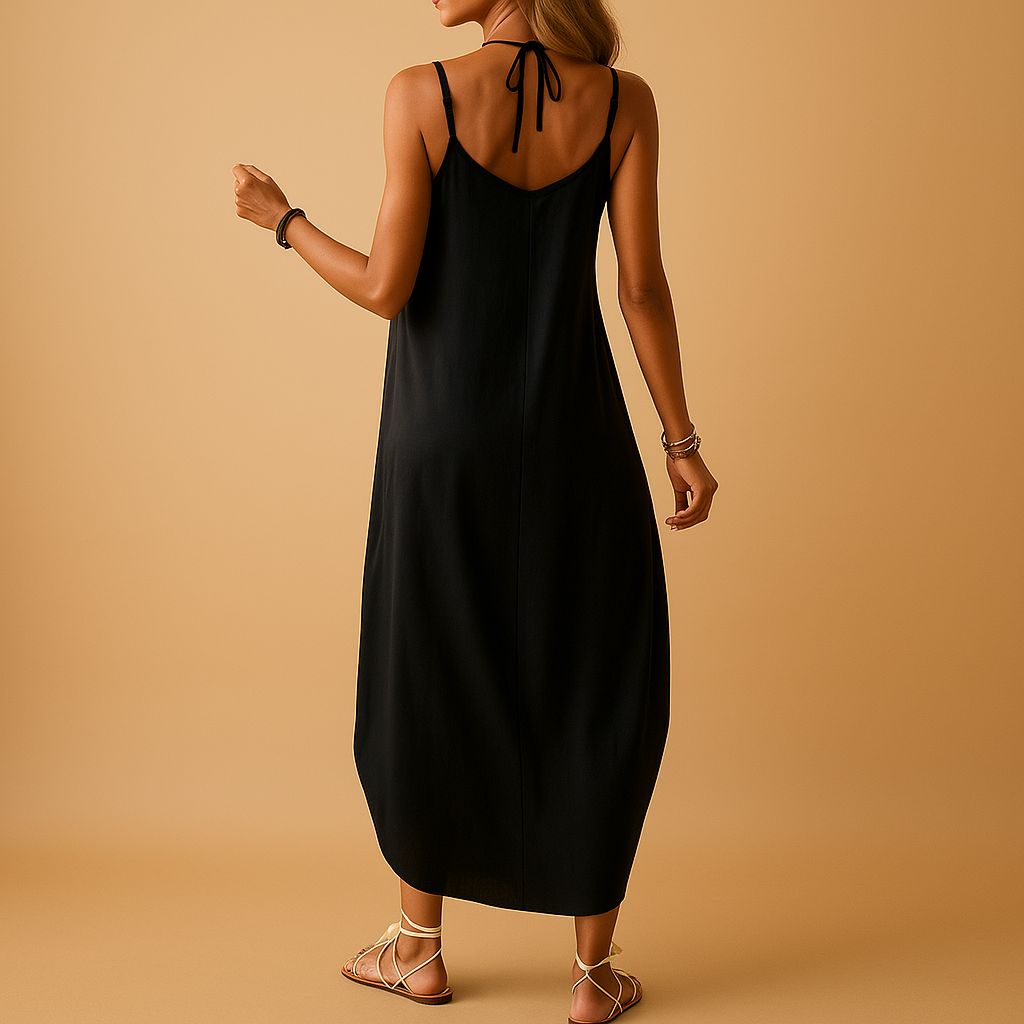 Damen Kleid | V-Ausschnitt mit schmalen Trägern und Rundsaum