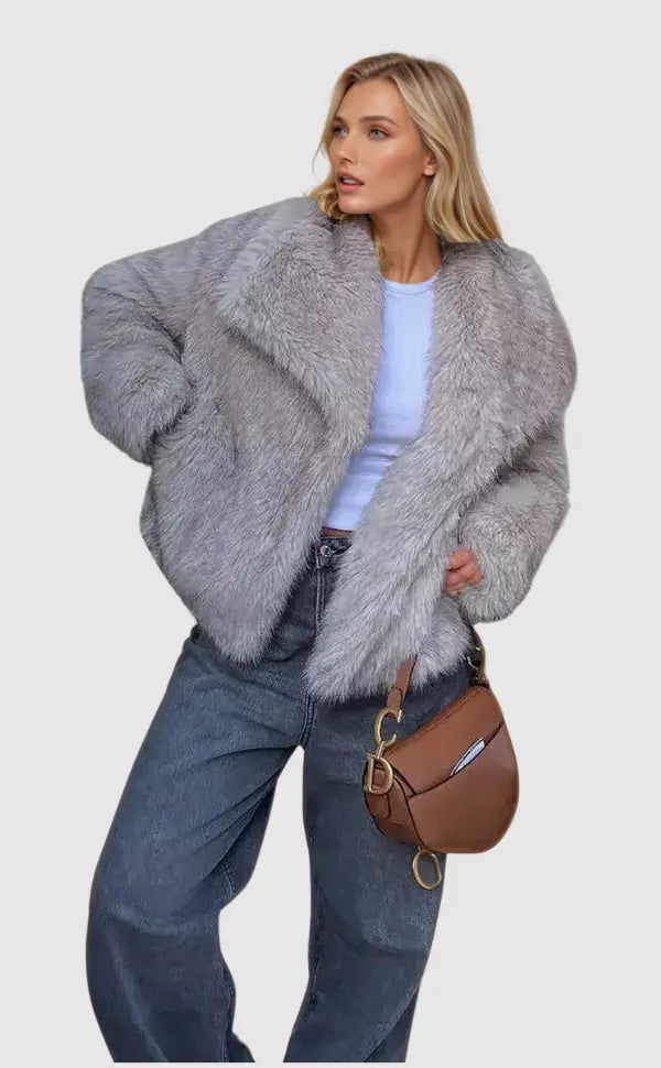 Damen Jacke | Kurze Form mit breitem Kragen und offener Front