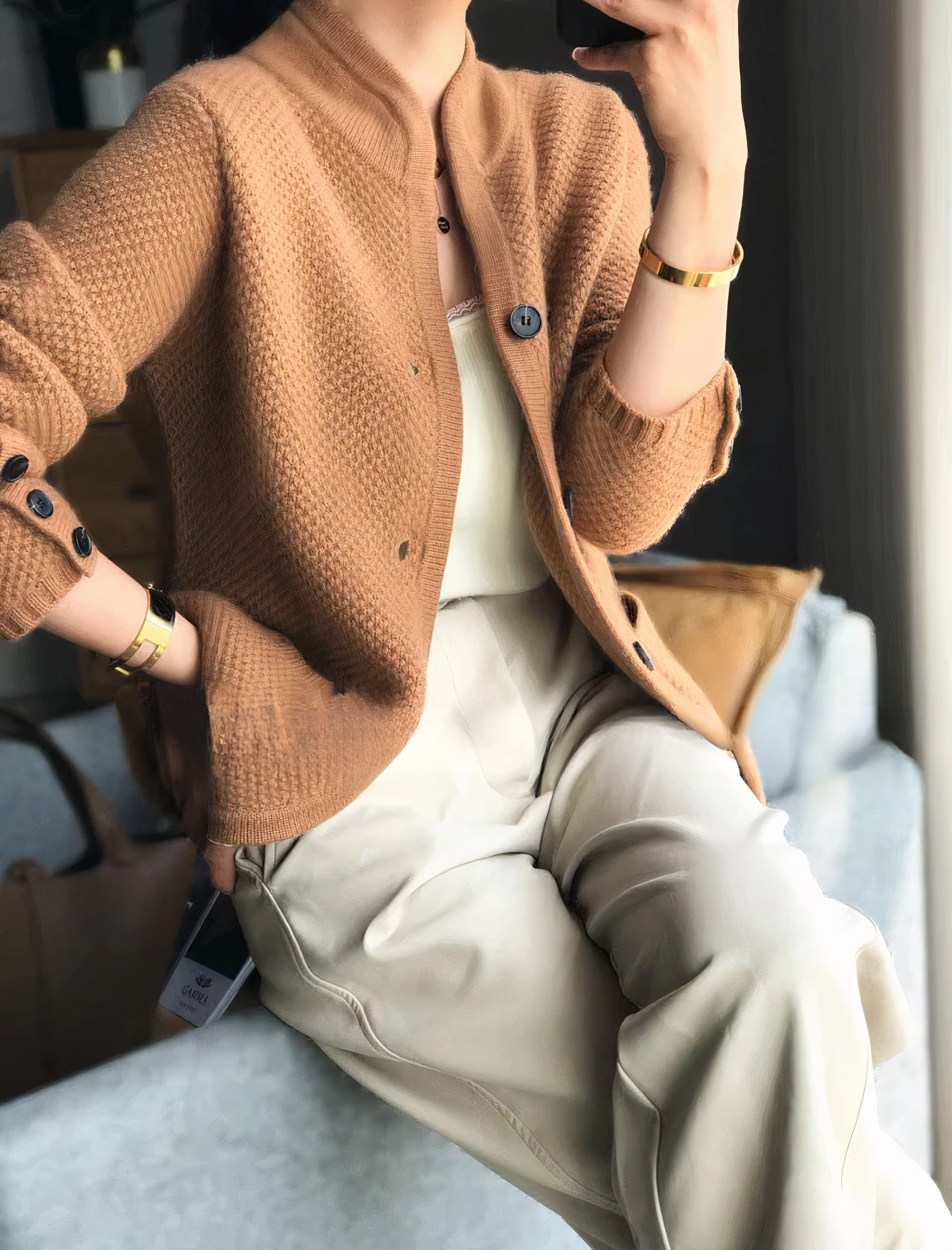 Damen Strickjacke | Lässige knöpfbare Form für Alltag