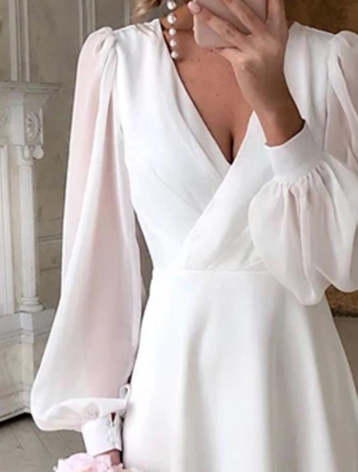 Damenkleid | Midi-Ausführung mit Puffärmeln