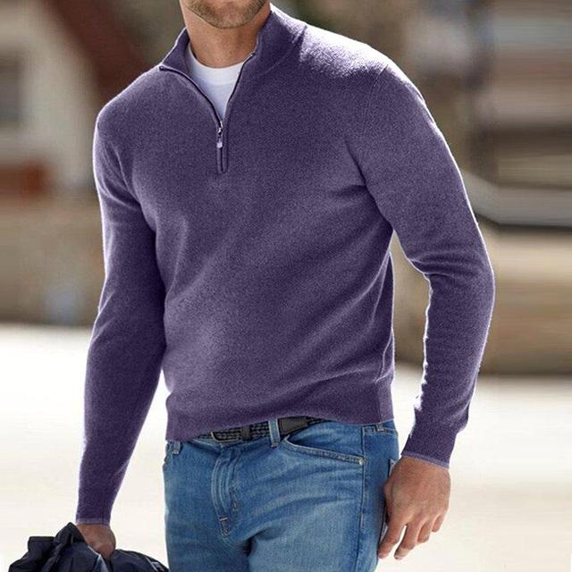 Herren Pullover | V-Ausschnitt mit Reißverschluss am Kragen