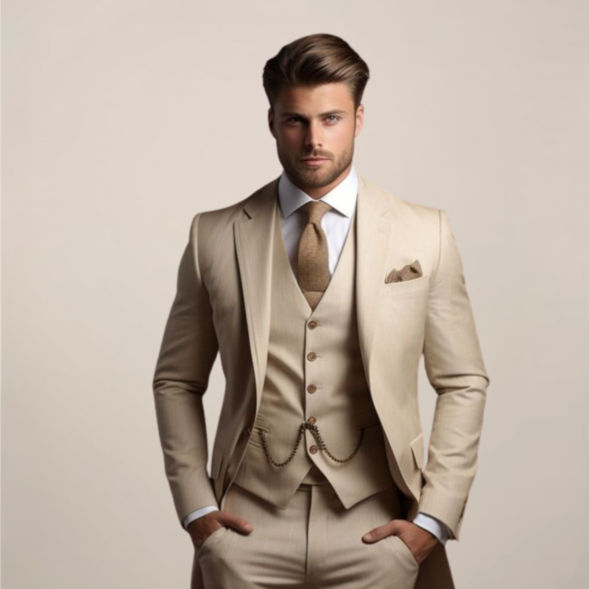 Herren Anzug | Dreiteilig mit Weste und Reverssakko