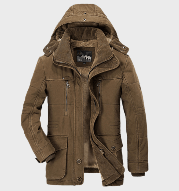 Herren Jacke | Kapuzenanbindung mit Frontverschluss und Taschen