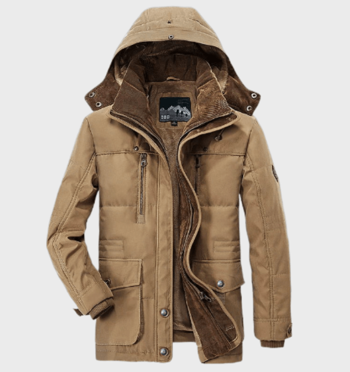 Herren Jacke | Kapuzenanbindung mit Frontverschluss und Taschen