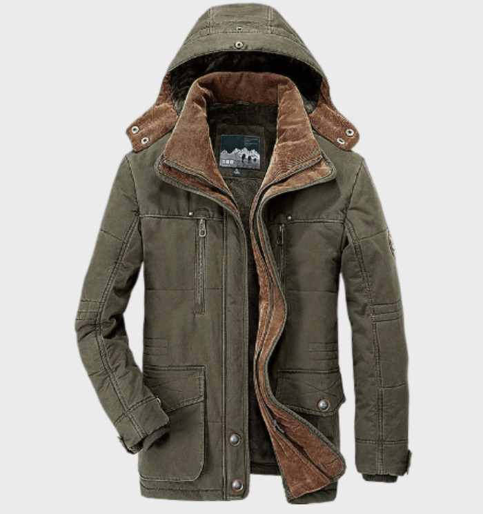 Herren Jacke | Kapuzenanbindung mit Frontverschluss und Taschen