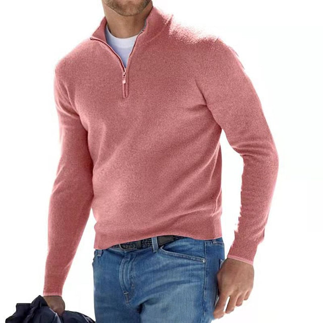 Herren Pullover | V-Ausschnitt mit Reißverschluss am Kragen