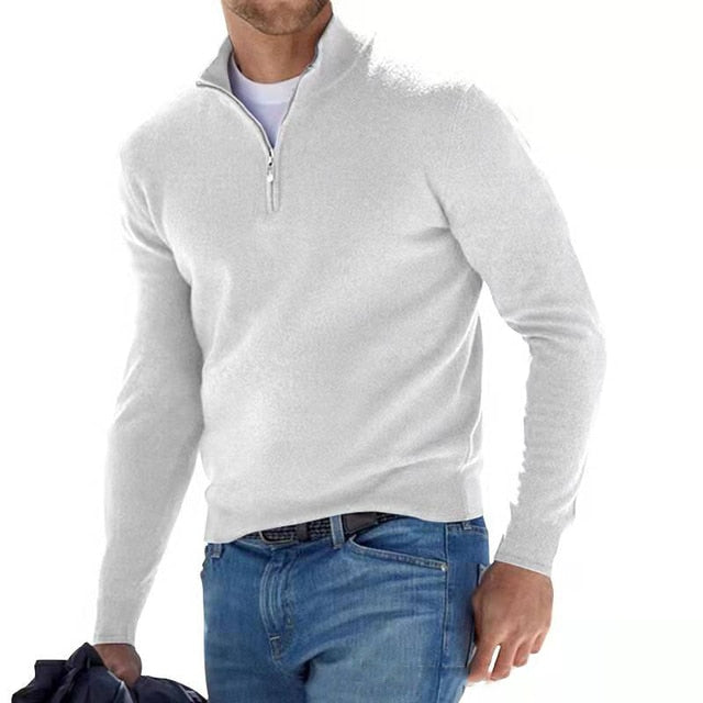 Herren Pullover | V-Ausschnitt mit Reißverschluss am Kragen