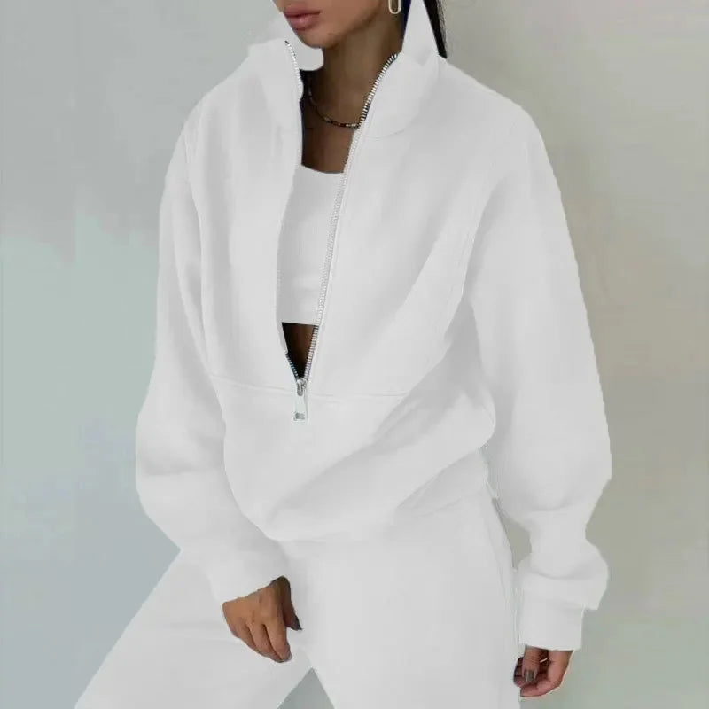 Damen Set | Zweiteilig mit Halbzip Oberteil und Bündchenhose