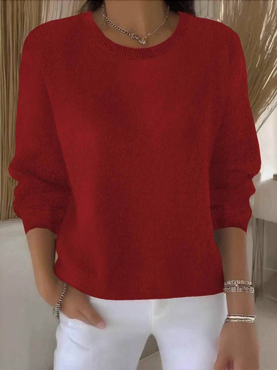 Damen Strickpullover | Rundhals mit lockerer Schnittform