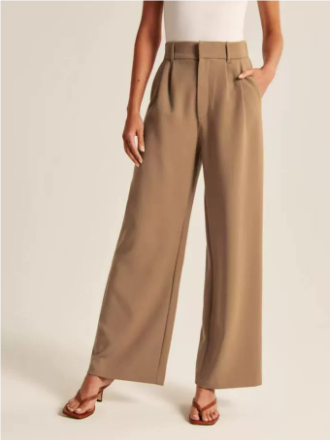 Damen Hose | hohe Taille mit weitem Bein und gerader Seitenlinie