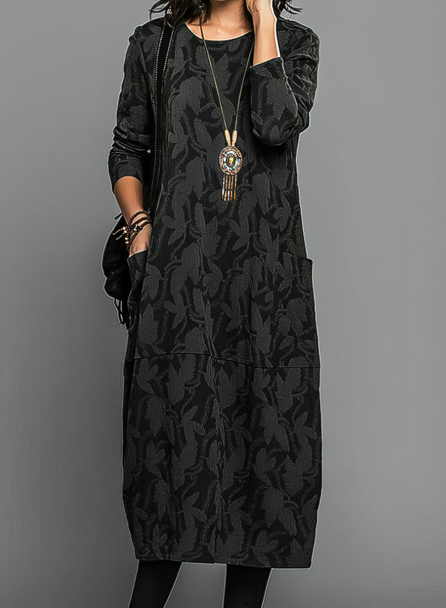 Kleid Damen | Weite Silhouette mit Blattstruktur