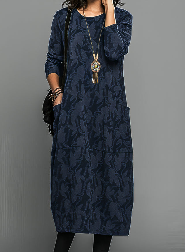 Kleid Damen | Weite Silhouette mit Blattstruktur