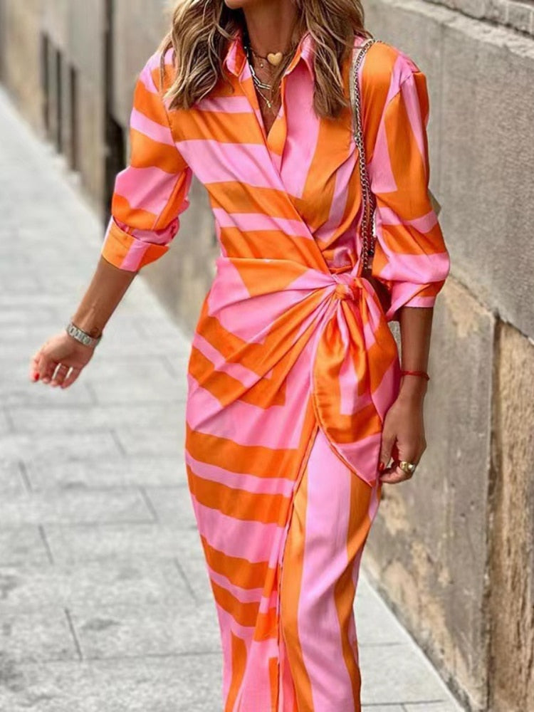Damenkleid | Wickel-Ausführung mit Ärmeln