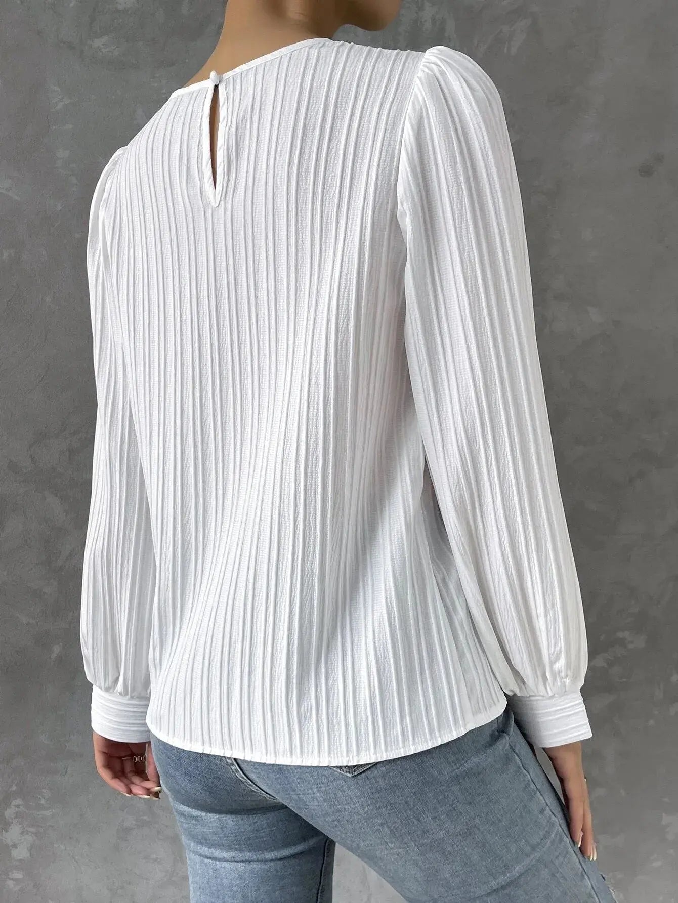 Bluse Damen | Rundhals mit Faltenstruktur