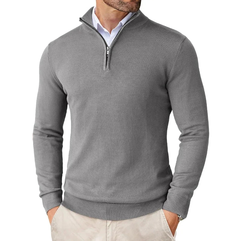 Pullover Herren | V-Ausschnitt mit halbem Reißverschluss