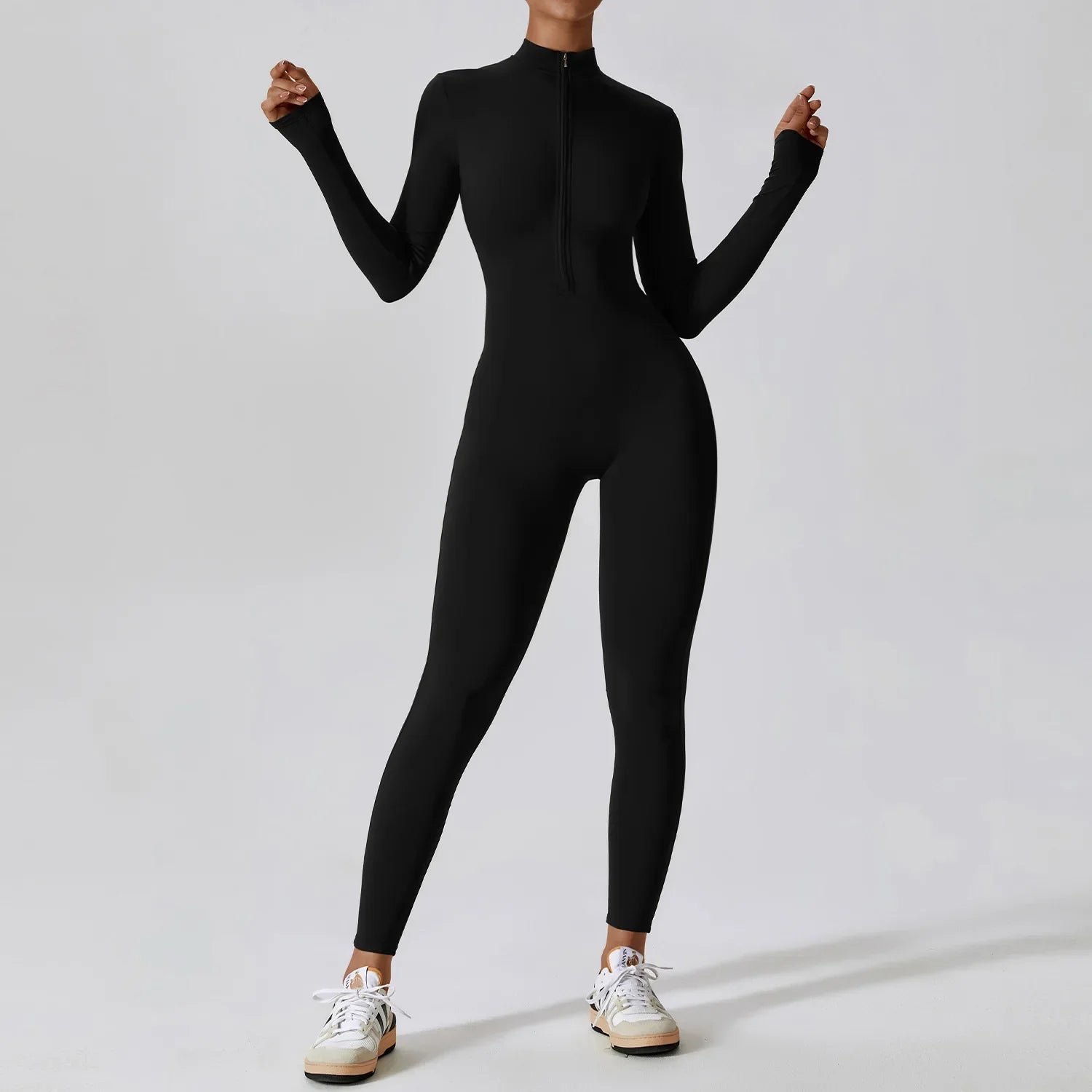 Jumpsuit Damen | Stehkragen mit Frontreißverschluss