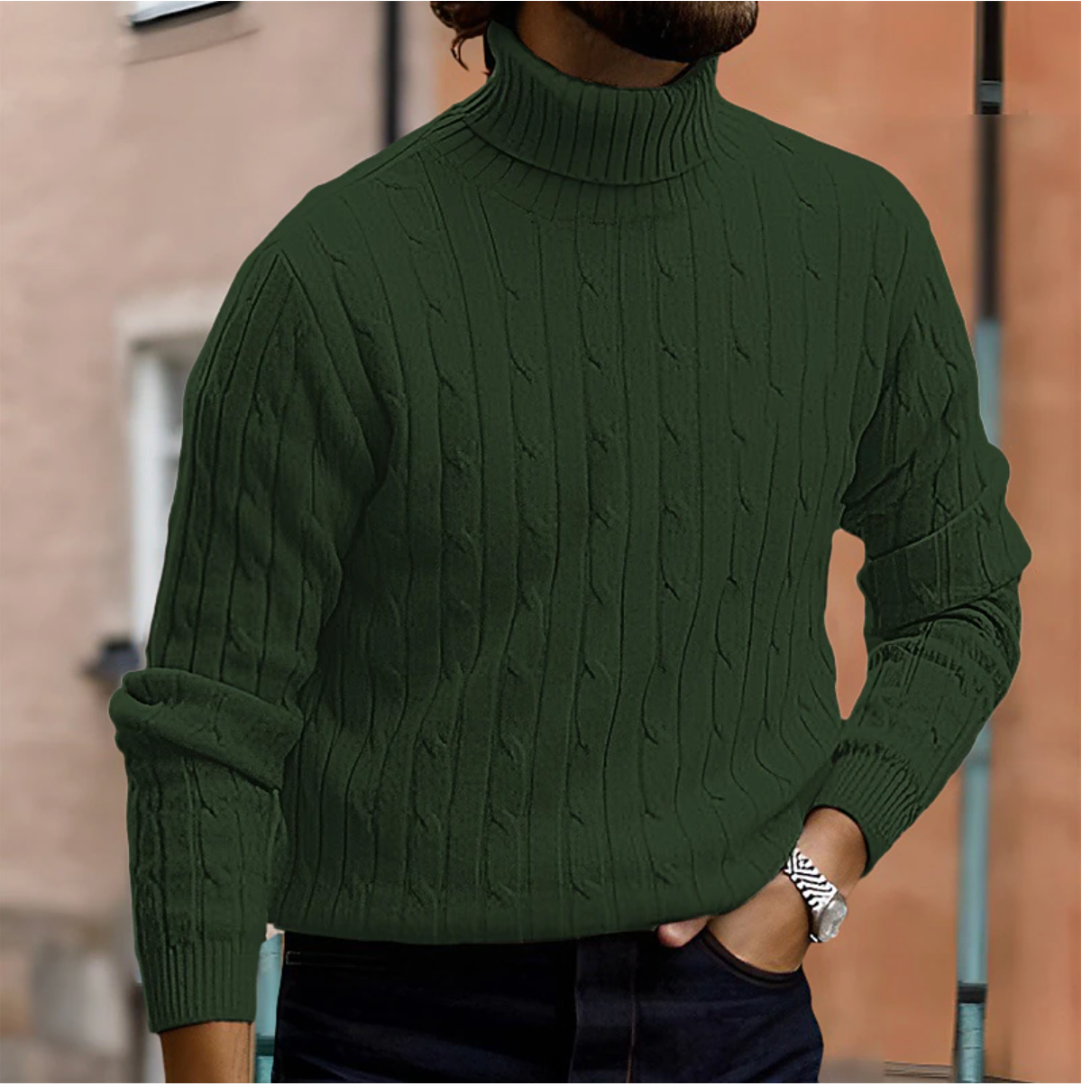 Herren Pullover | Rollkragen mit Rippstruktur und geradem Schnitt