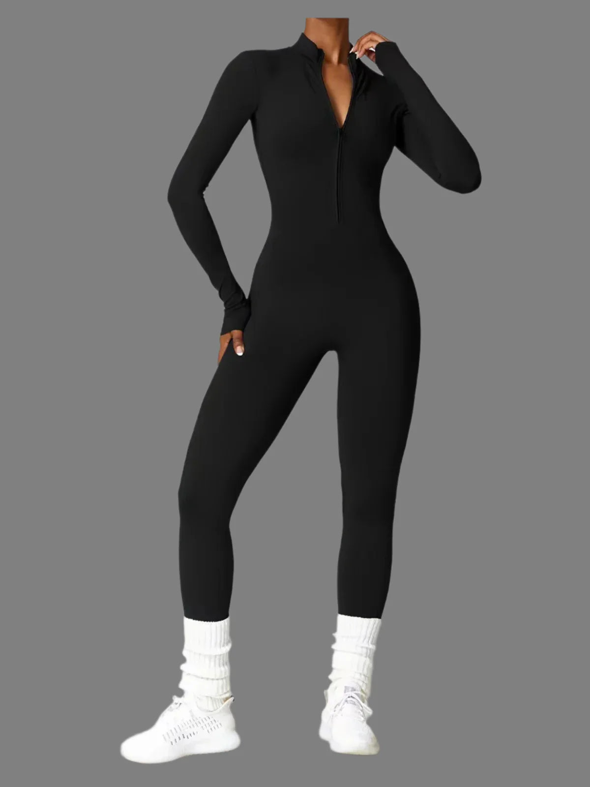 Jumpsuit Damen | Stehkragen mit Frontreißverschluss