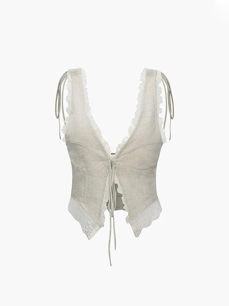 Damen Top | Frontbindung mit tiefem Ausschnitt und Kurzschnitt
