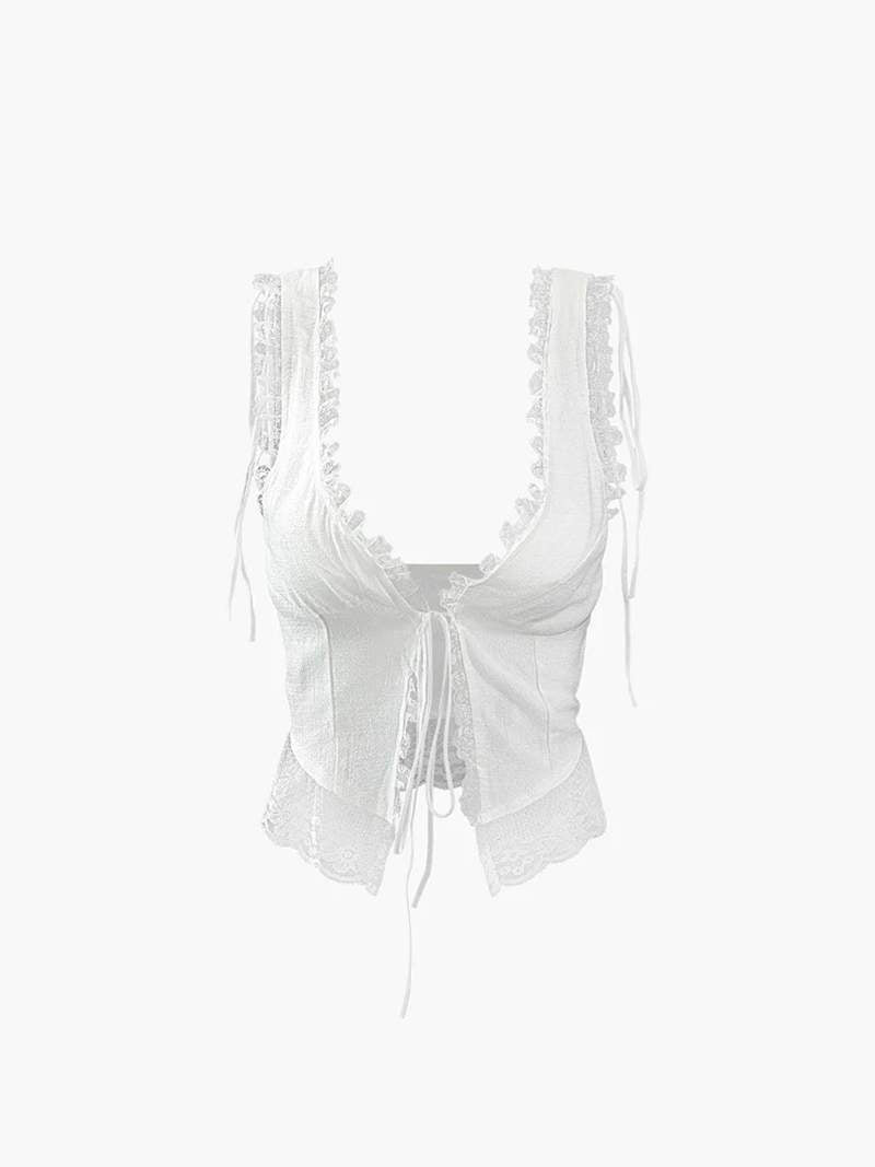 Damen Top | Frontbindung mit tiefem Ausschnitt und Kurzschnitt