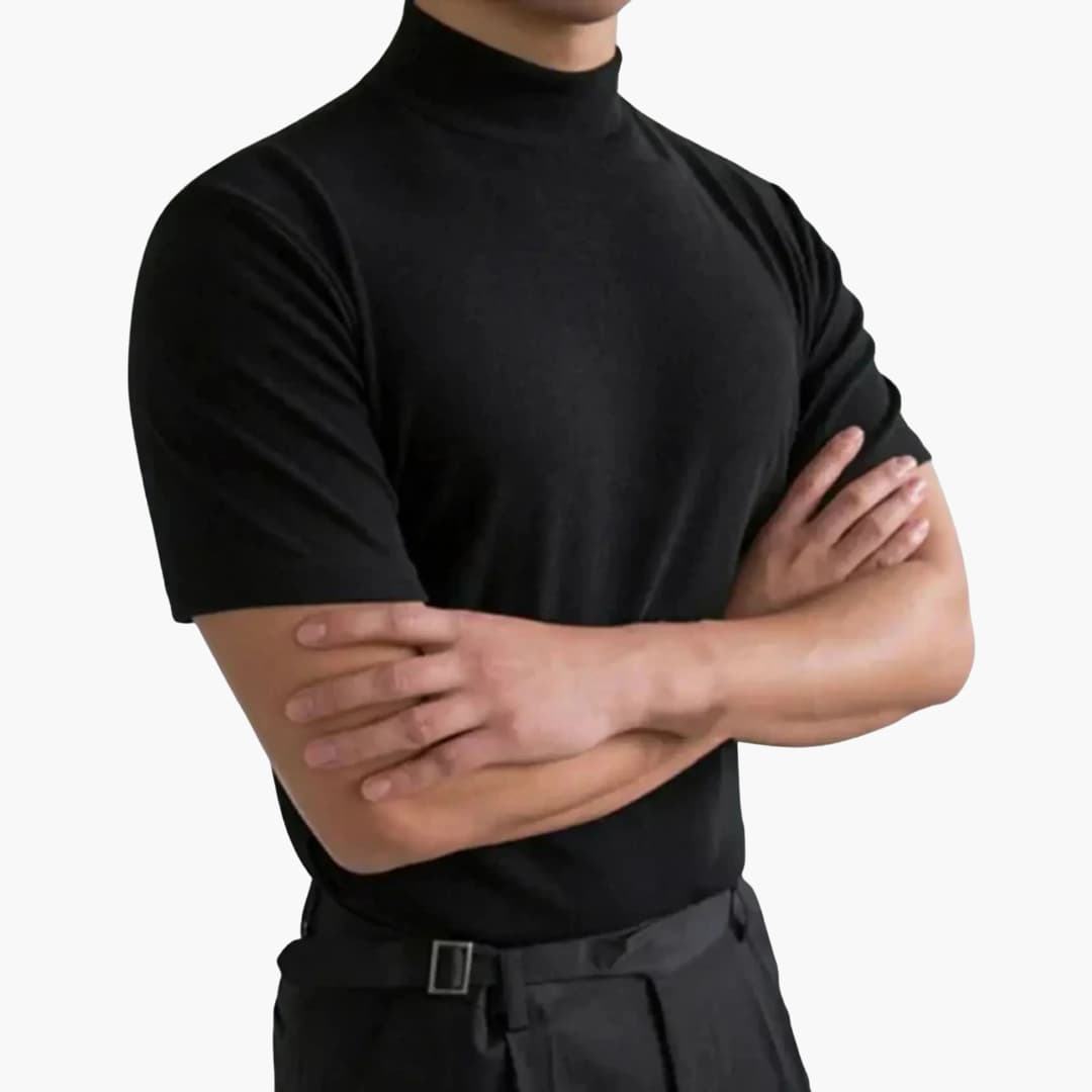 Herren T-Shirt | Stehkragen mit kurzer Ärmelstruktur