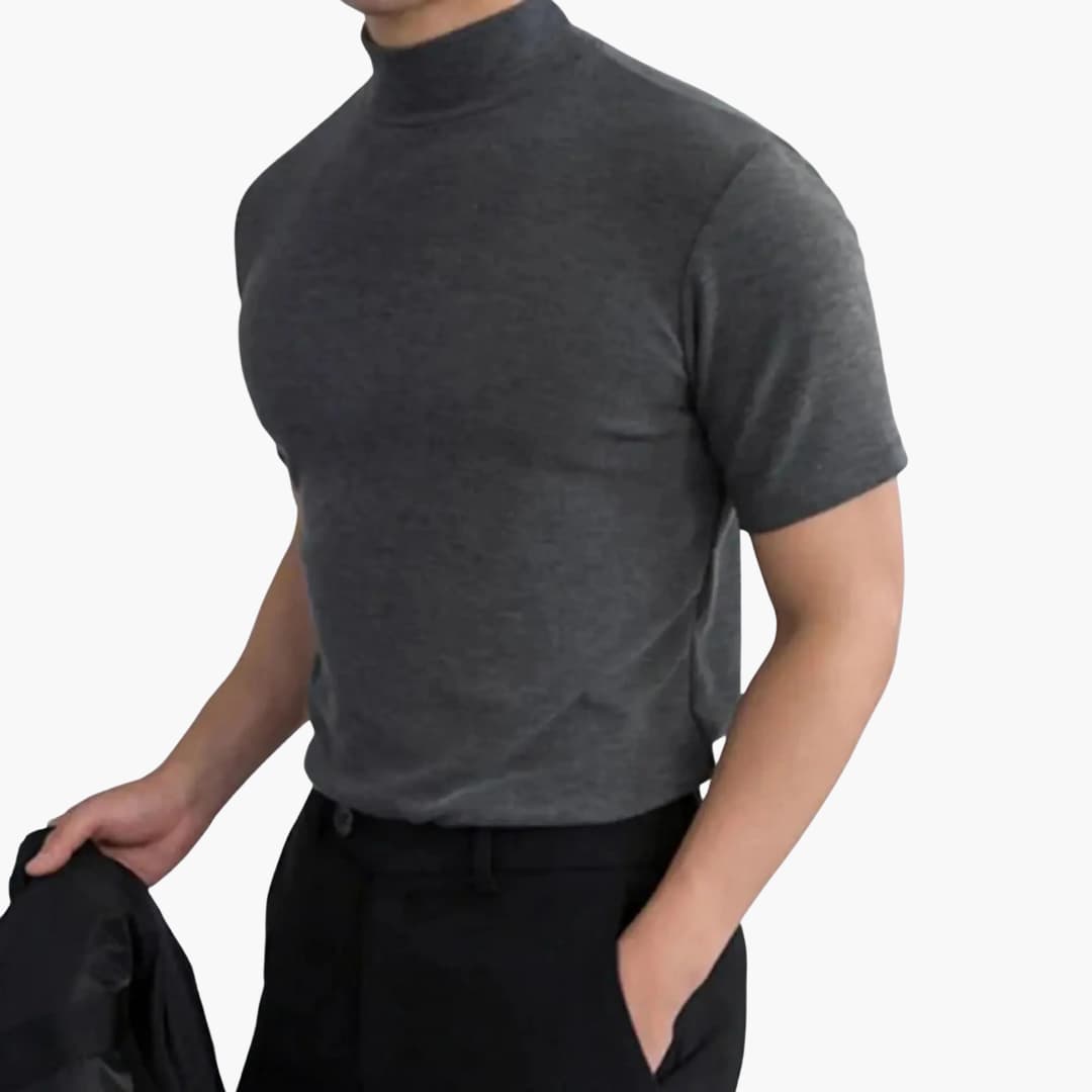 Herren T-Shirt | Stehkragen mit kurzer Ärmelstruktur