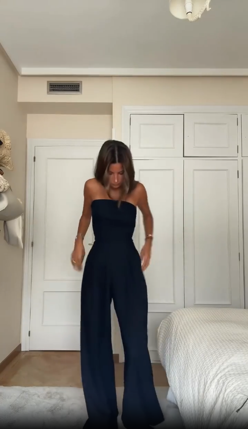 Jumpsuit Damen | Bandeau-Oberteil mit weitem Bein