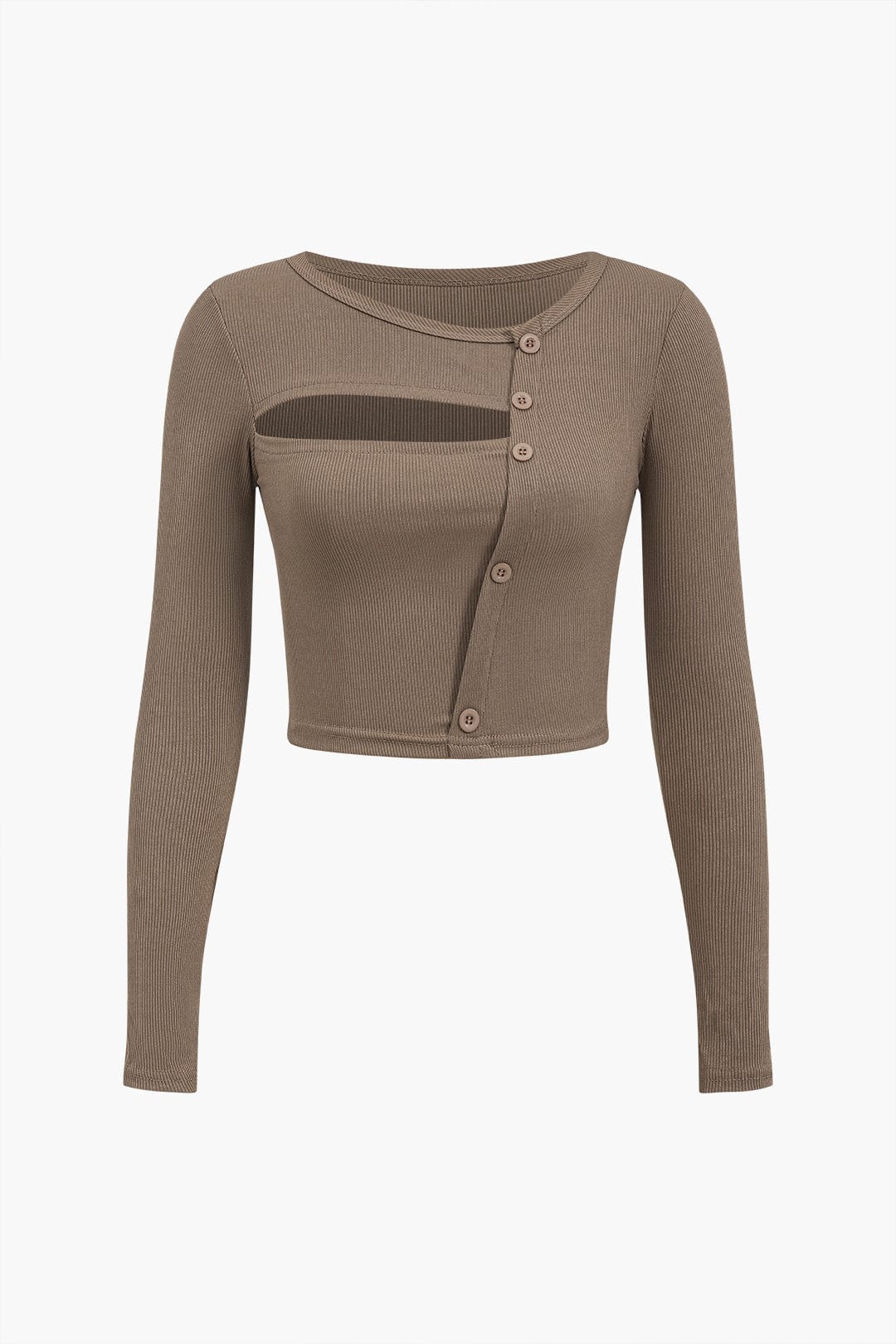 Damen Top | Asymmetrischer Schnitt mit Knopfleiste und Cut-Out
