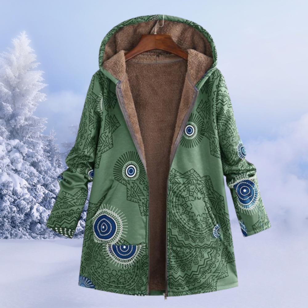 Damen Winterjacke | lange Ausführung mit Muster