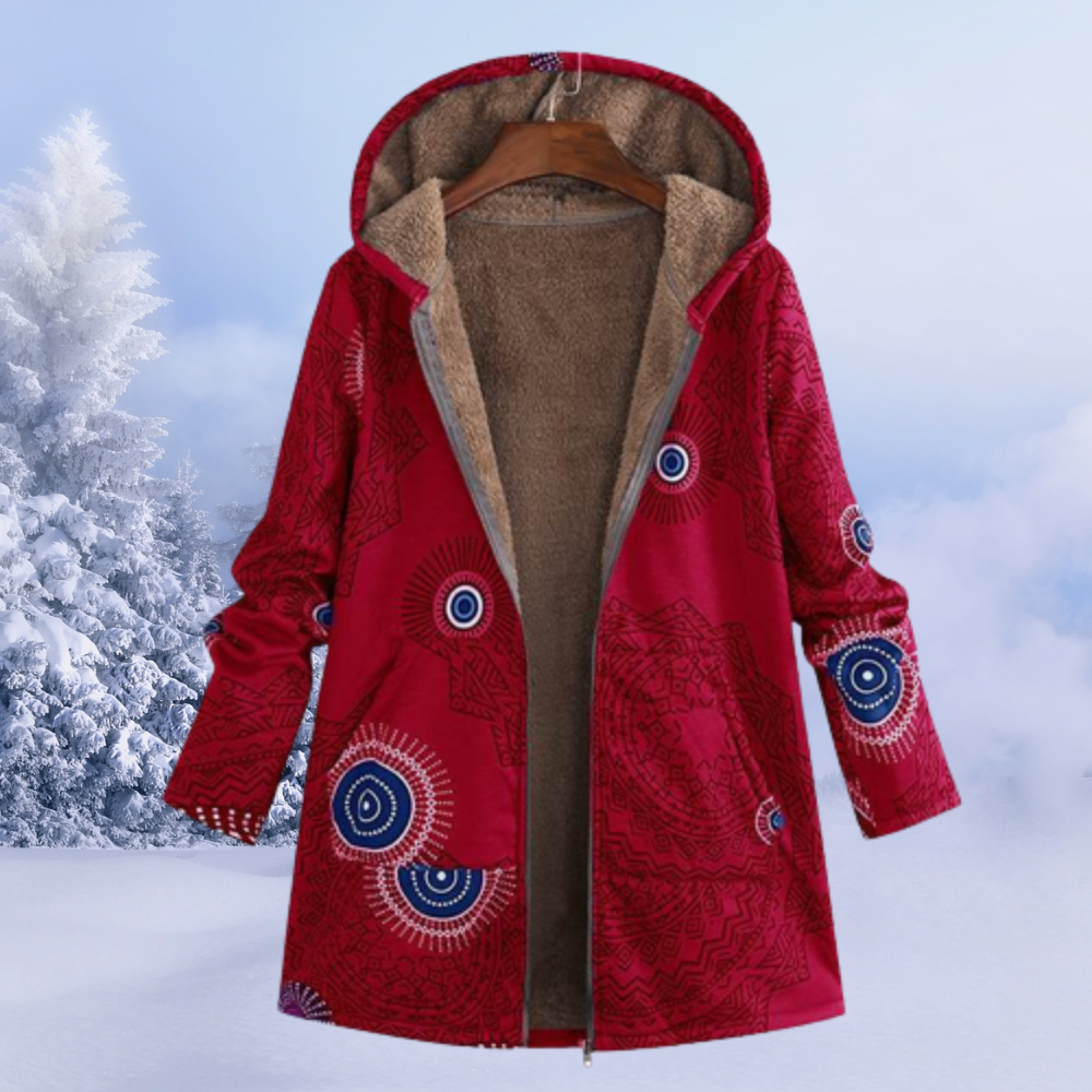 Damen Winterjacke | lange Ausführung mit Muster