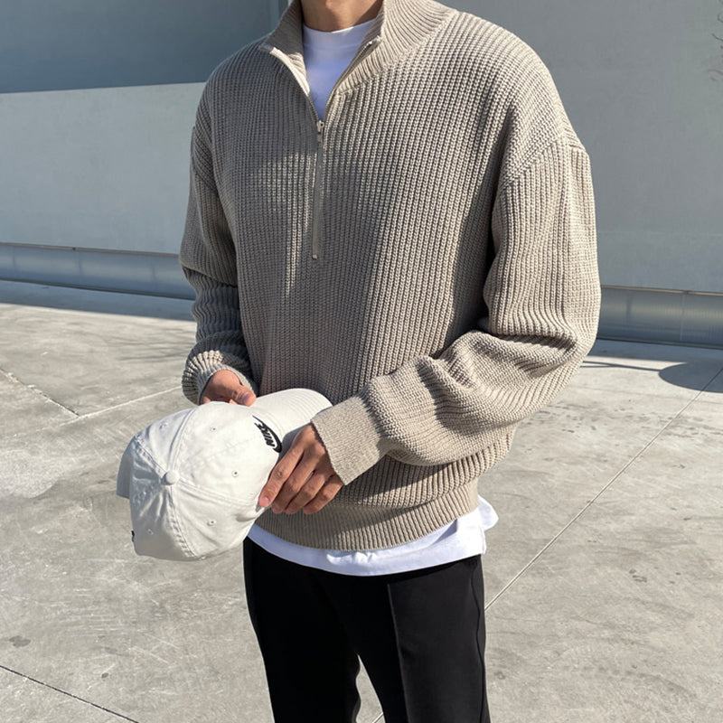 Herren Pullover | Hoher Kragen mit Frontreißverschluss