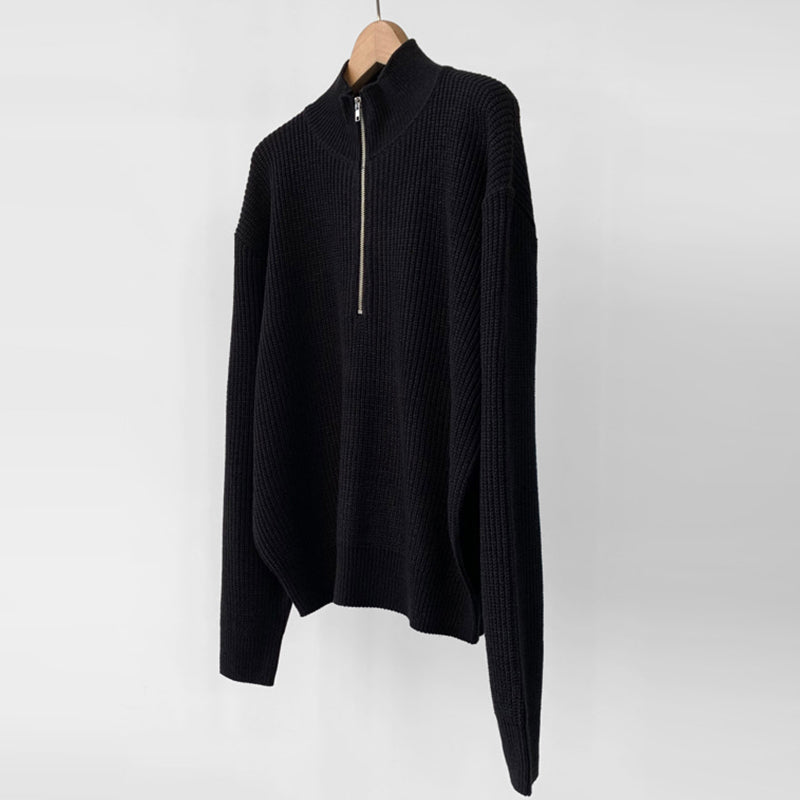 Herren Pullover | Hoher Kragen mit Frontreißverschluss