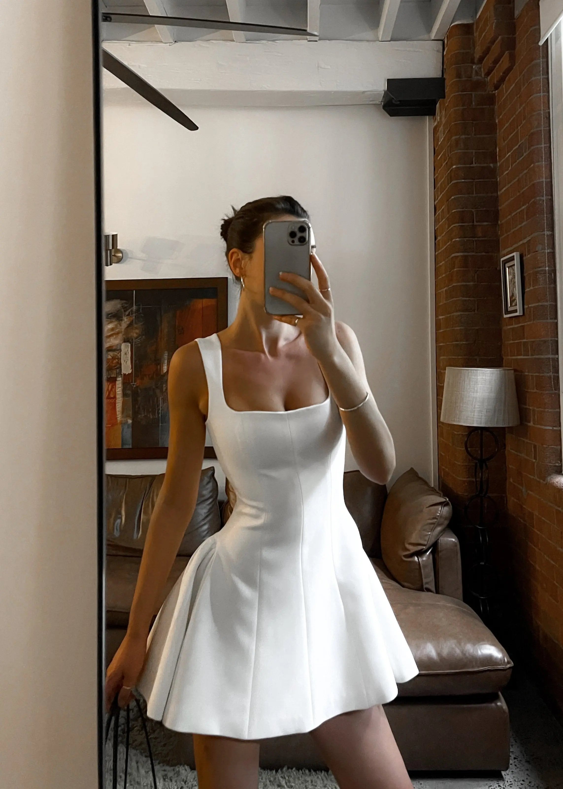Kleid Damen | Quadratischer Ausschnitt mit Skaterform