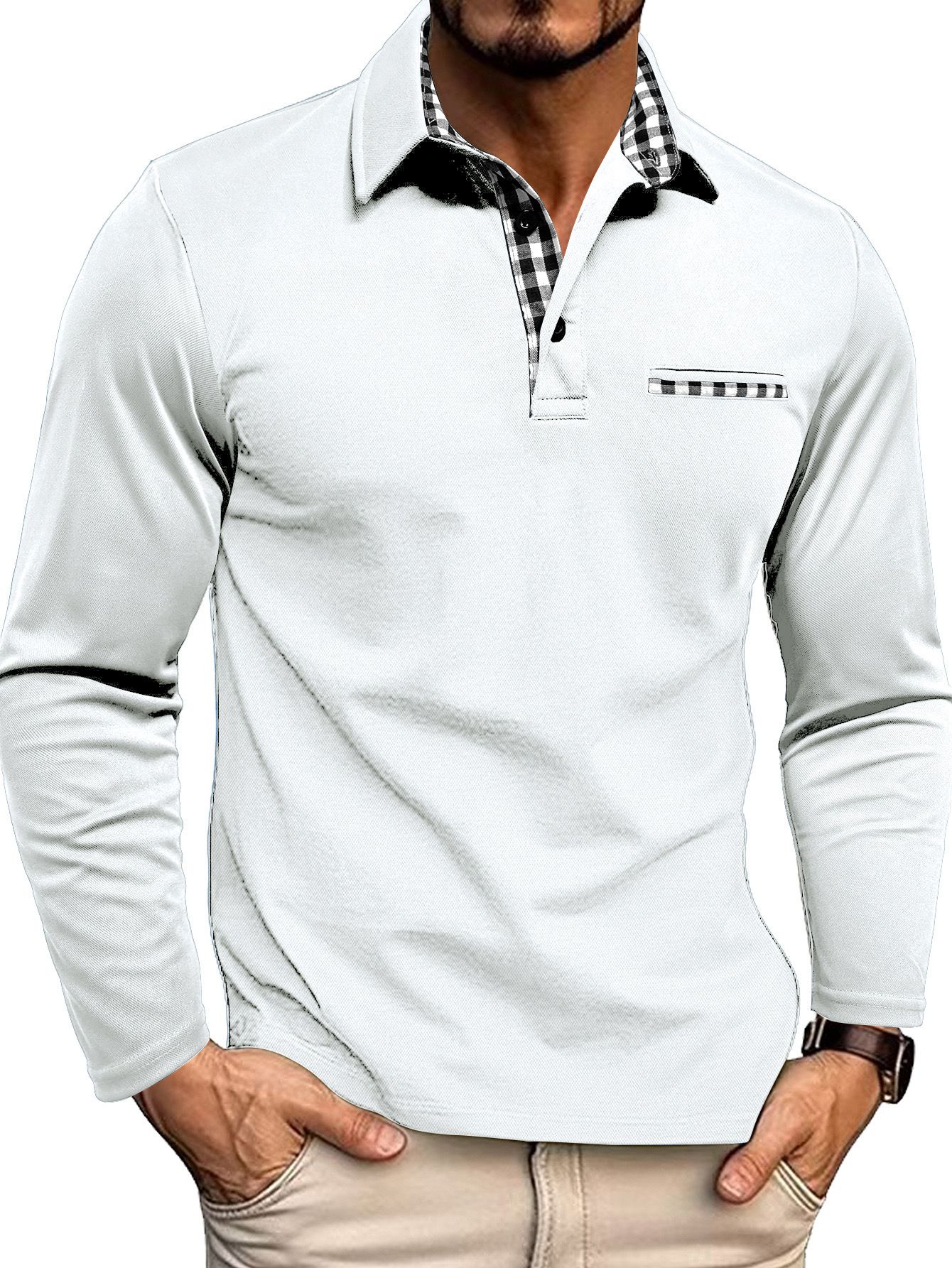 Herren Poloshirt | Langarm-Ausführung mit Kragen und Knopfleiste