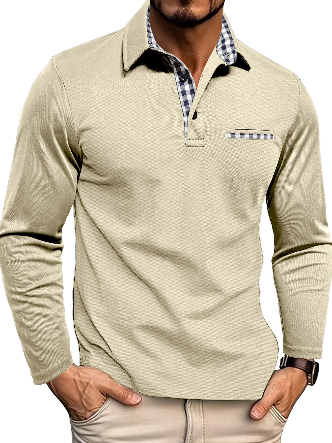 Herren Poloshirt | Langarm-Ausführung mit Kragen und Knopfleiste