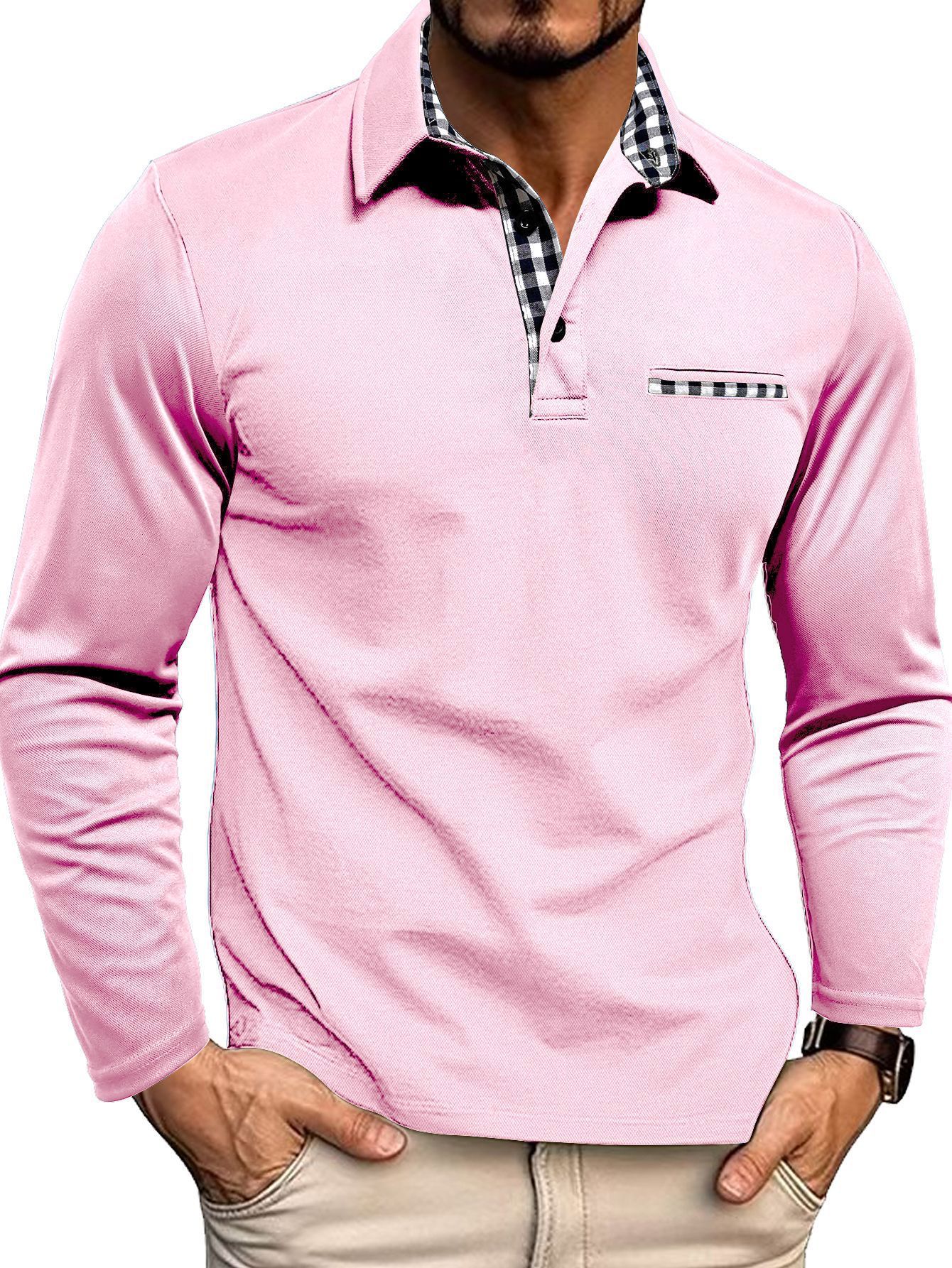 Herren Poloshirt | Langarm-Ausführung mit Kragen und Knopfleiste