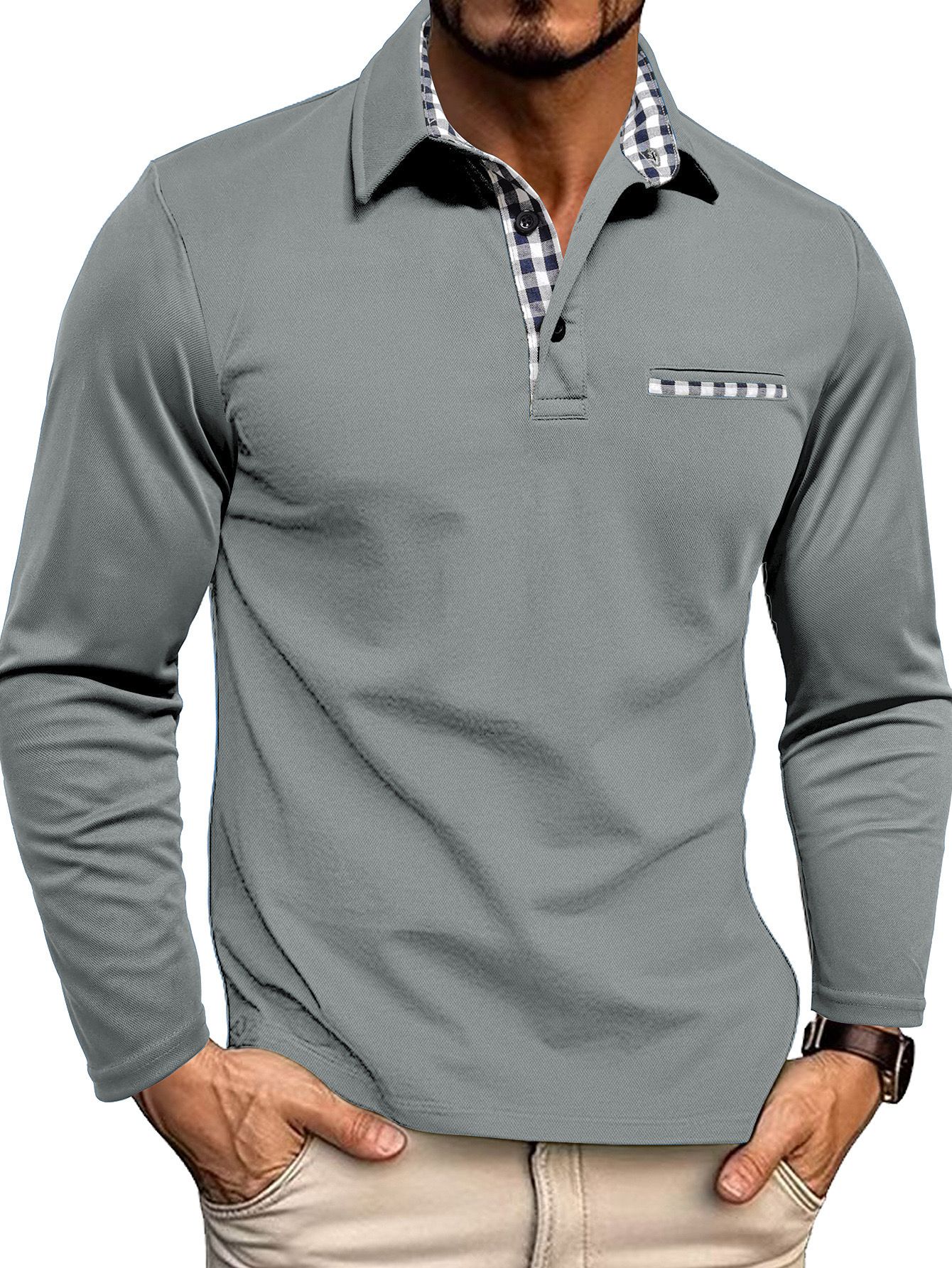 Herren Poloshirt | Langarm-Ausführung mit Kragen und Knopfleiste