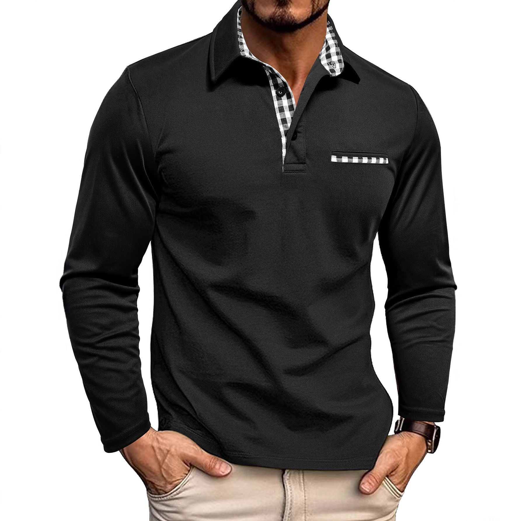 Herren Poloshirt | Langarm-Ausführung mit Kragen und Knopfleiste