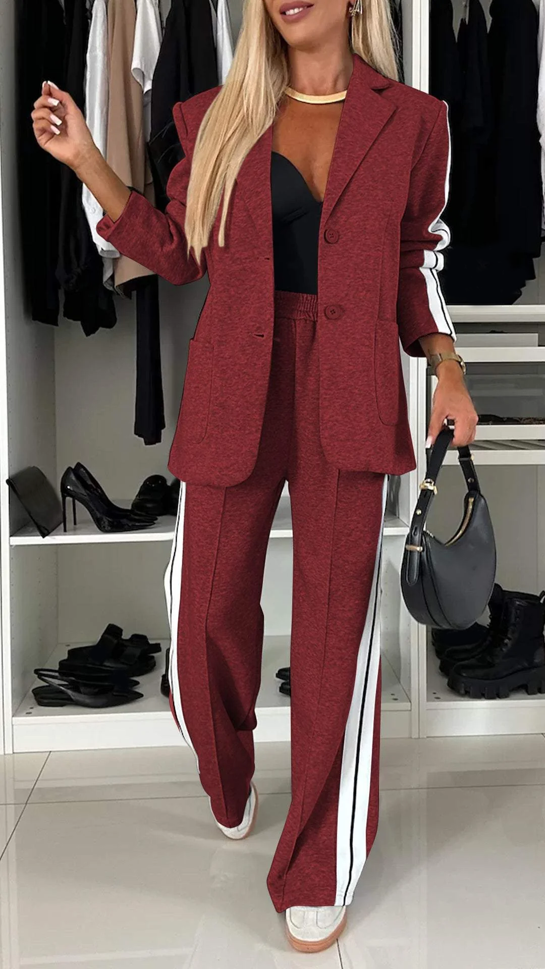 Damen Blazer Set | Zweiteilig mit Hose und Reverskragen