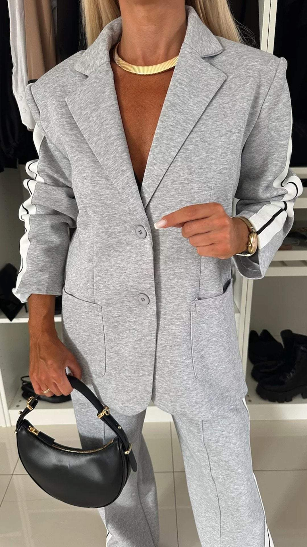 Damen Blazer Set | Zweiteilig mit Hose und Reverskragen