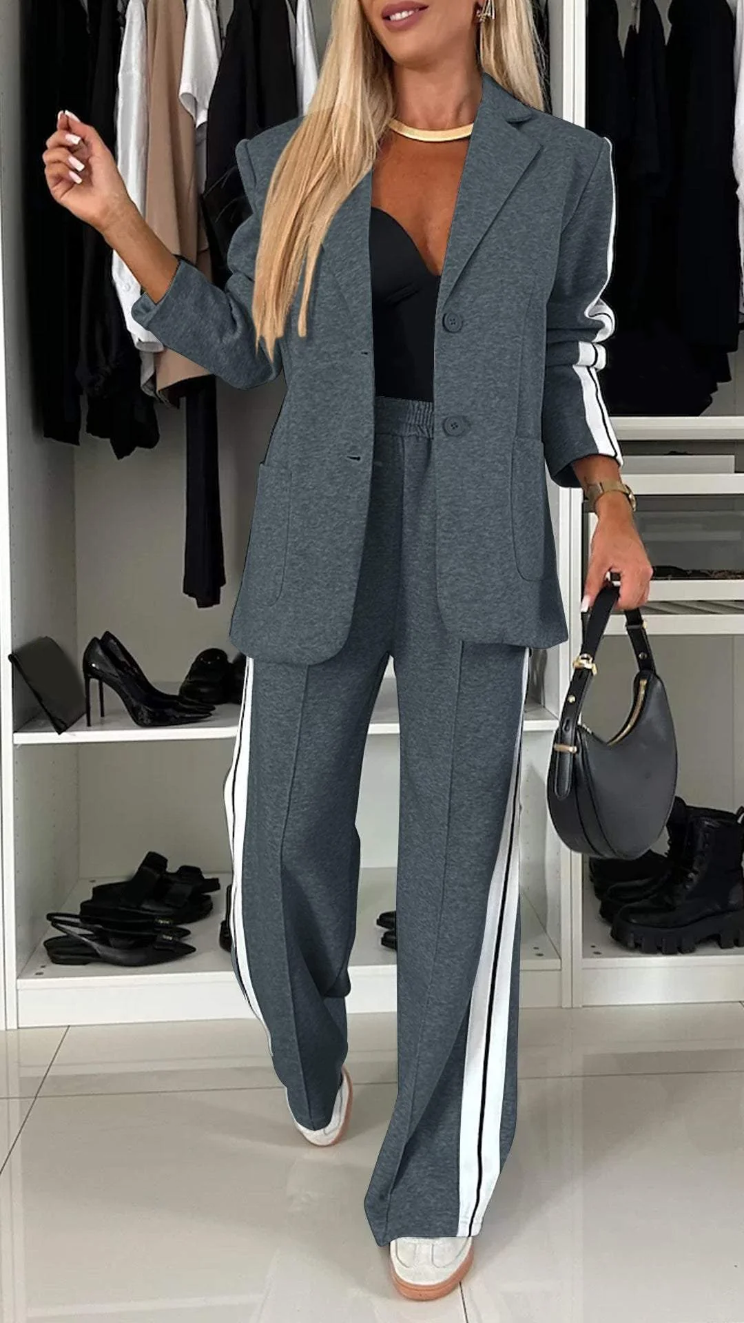 Damen Blazer Set | Zweiteilig mit Hose und Reverskragen