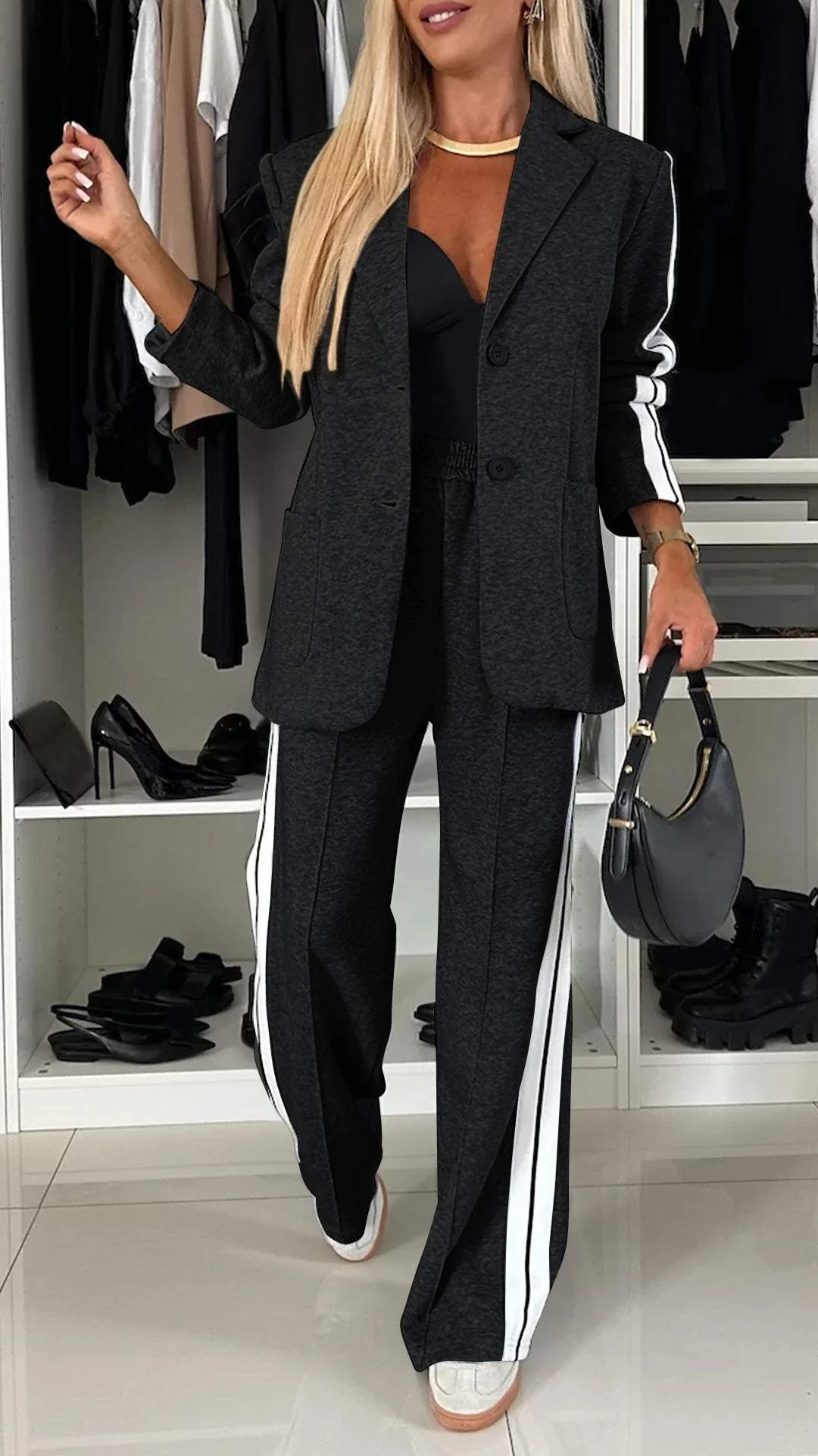 Damen Blazer Set | Zweiteilig mit Hose und Reverskragen