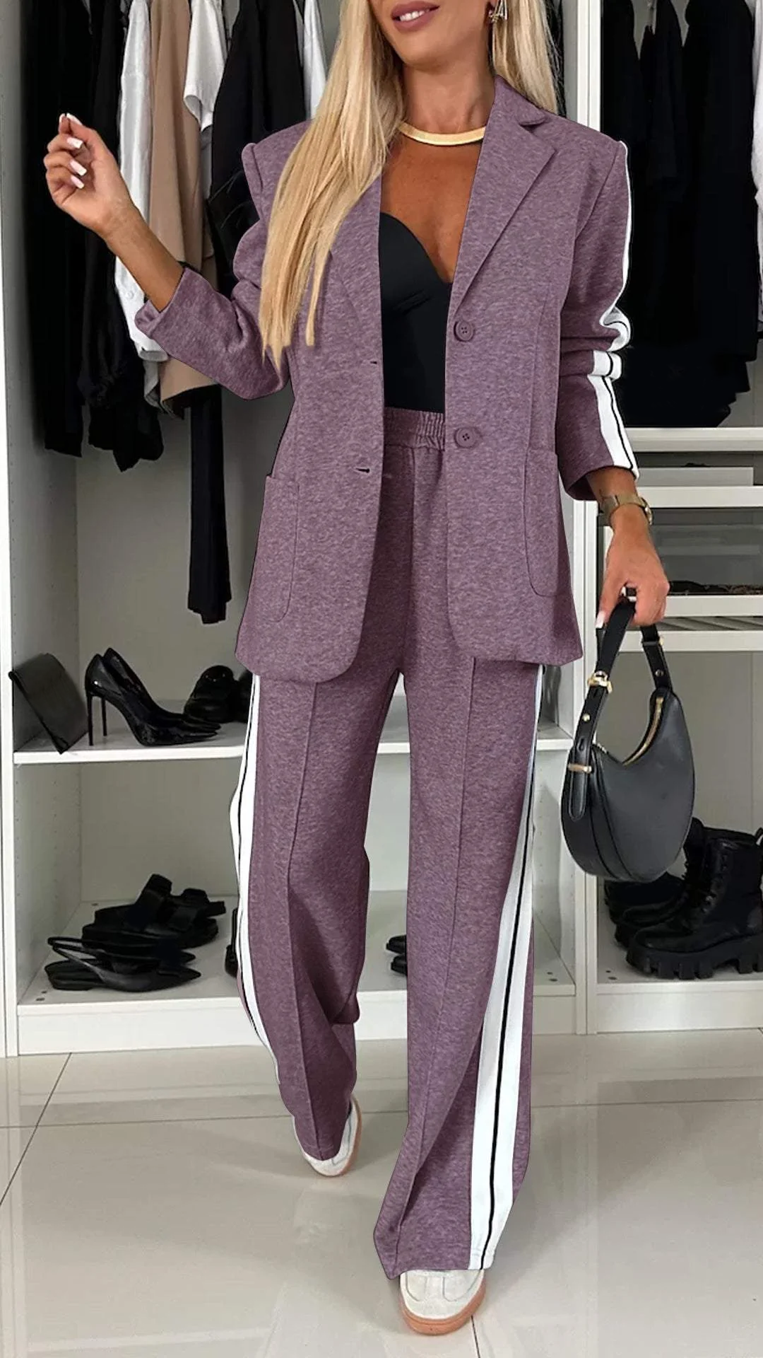 Damen Blazer Set | Zweiteilig mit Hose und Reverskragen