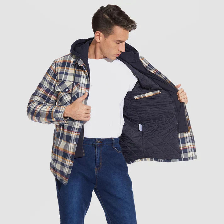 Herren Jacke | Kapuze mit Knopfleiste und Brusttasche